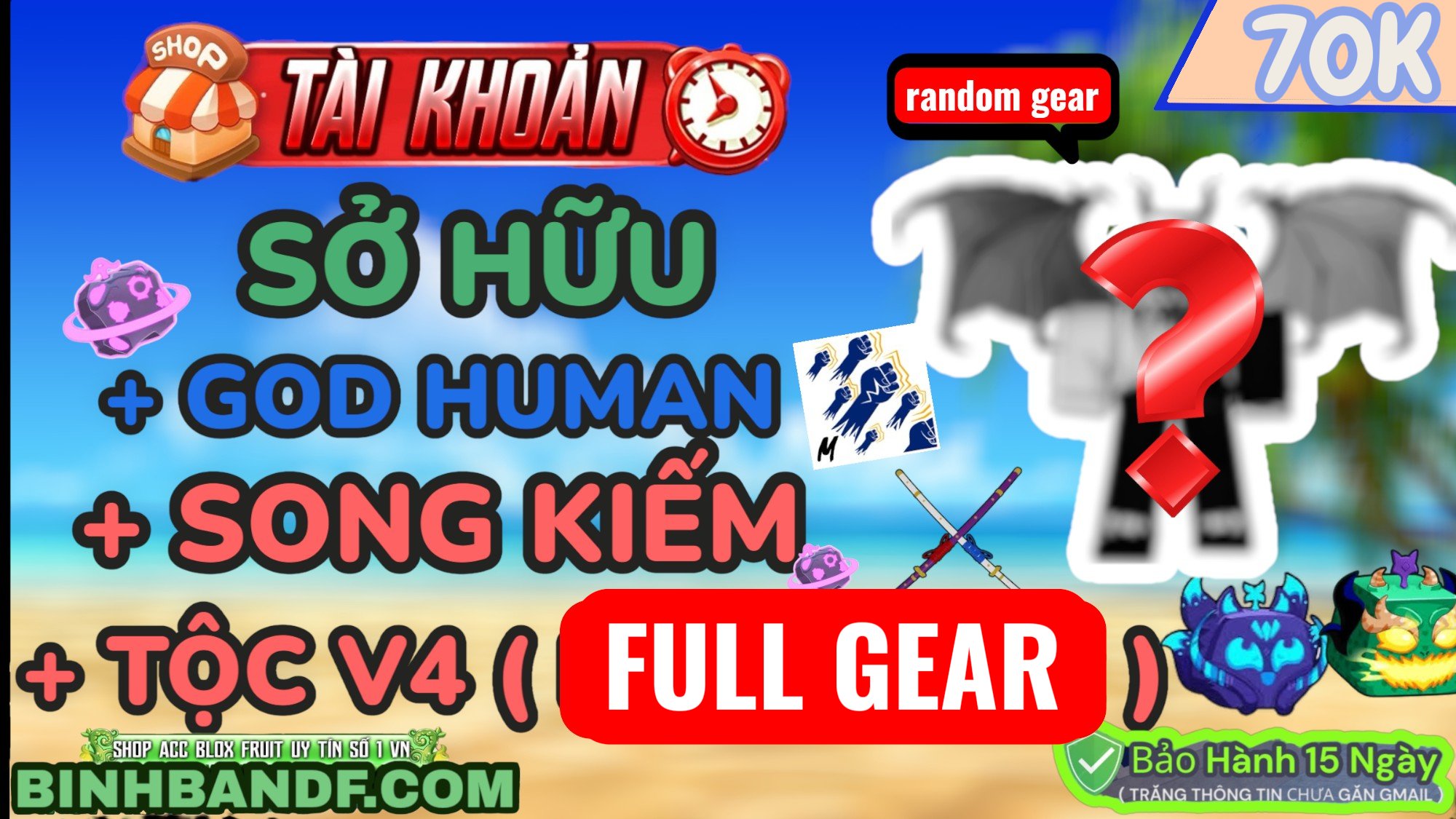 RANDOM 70k 100% SONG KIẾM +SGT + V4 FULL GEAR GIÁ SINH VIÊN