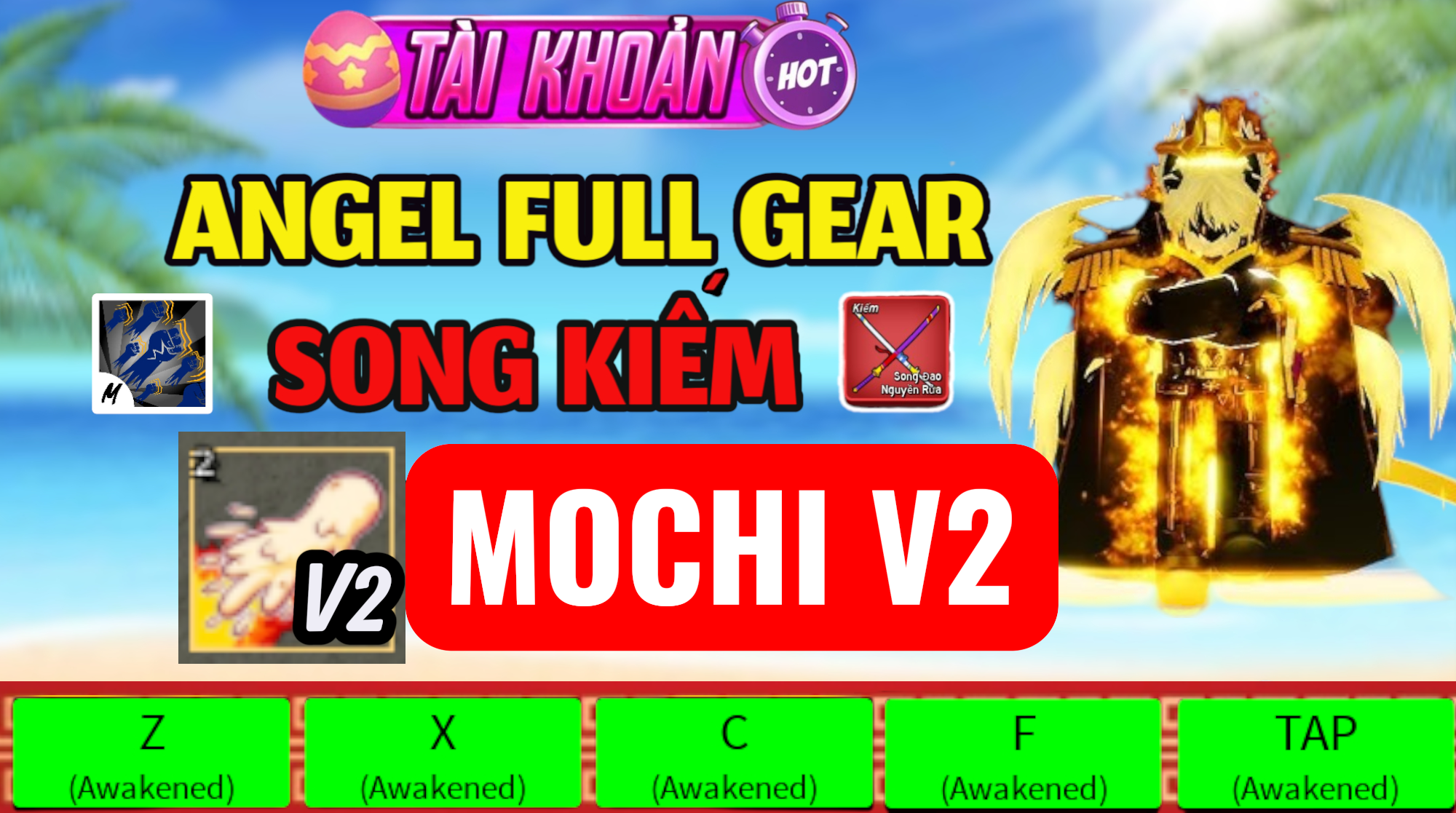 LV2800 + God + CDK + SG Full Gear Race Angel + Mochi V2 ( Tộc Thiên Thần )