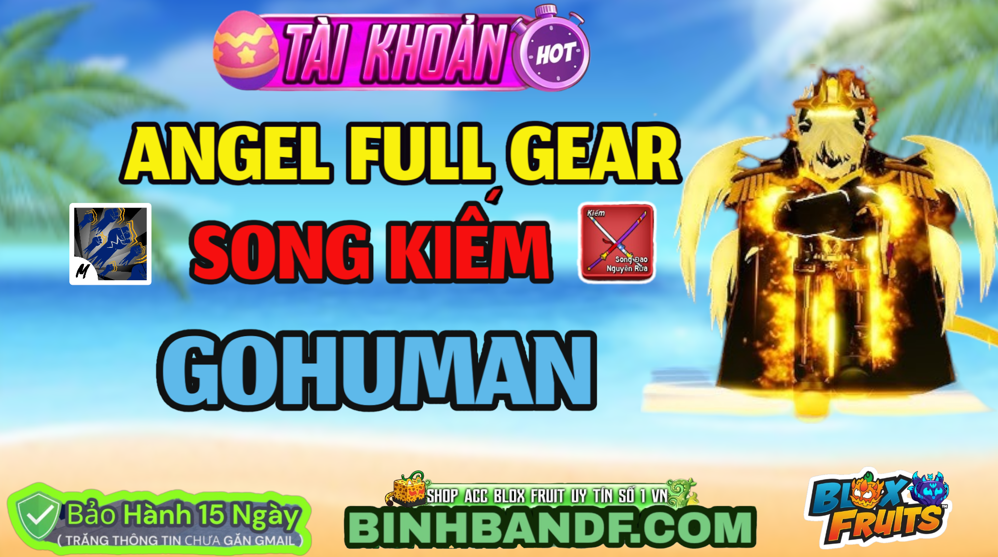 Acc Song Kiếm + SGT +TỘC Thiên Thần Full Gear (  bảo hành lỗi đặt mật khẩu 15 ngày) ( TRẮNG THÔNG TIN CHƯA GẮN GMAIL )